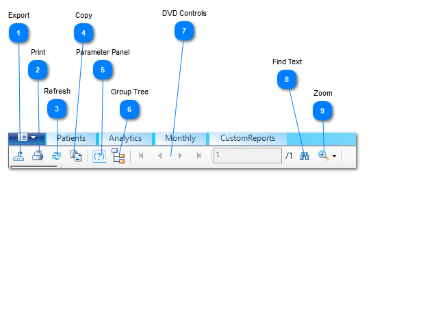 Crystal Reports Options Menu