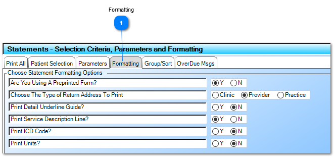 Formatting of Statements