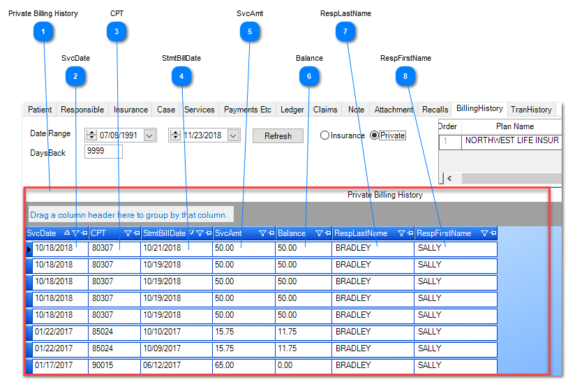 Private Billing History