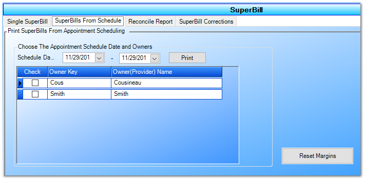 Superbills From Schedule